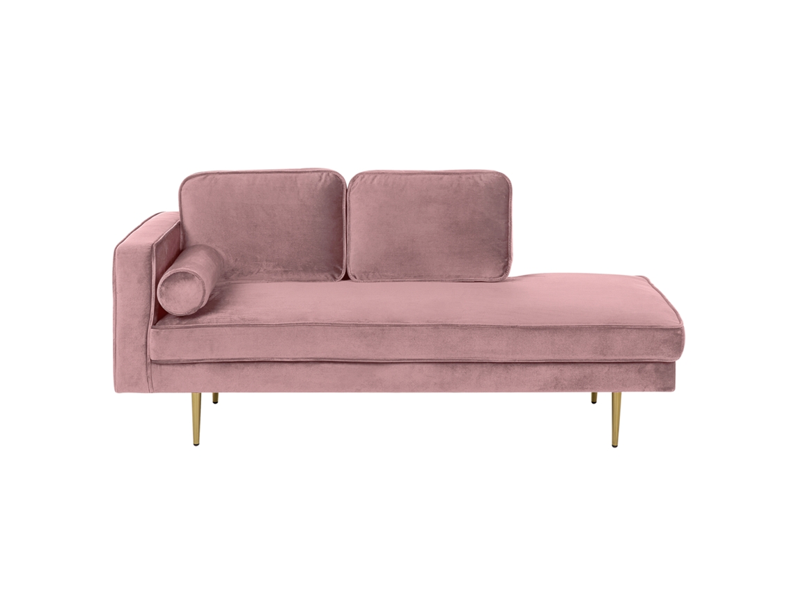 Chaise longue izquierdo BELIANI Miramas de Terciopelo Rosa 171x79x63