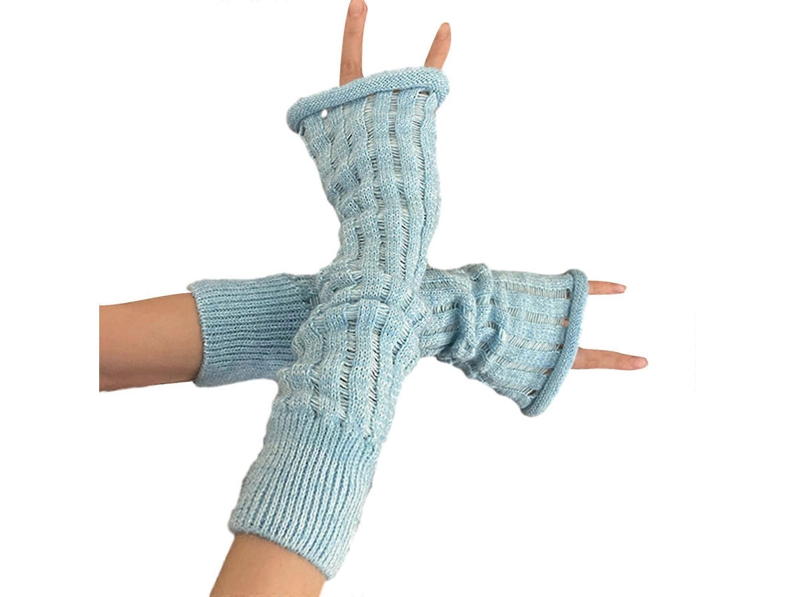 Luvas femininas vintage de inverno com mangas comprimidas, luvas que aquecem o pulso, estilo anos 2000, meio dedo, para festas de Halloween, brancas.