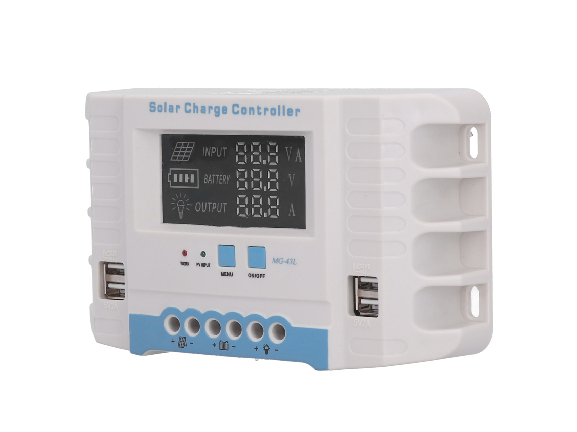 Controlador de carga solar Veloriskku PWM 30A 12V/24V com display LCD para uso doméstico MG2430Z