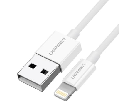 Ugreen cable USB 2.0 A lightning 2m, 5V/2.4A iPhone 7 / 7plus / 6S/ 6 / 6 Plus, iPhone 5s/5c/5, iPad Mini/Mini 2, iPad 1 m White