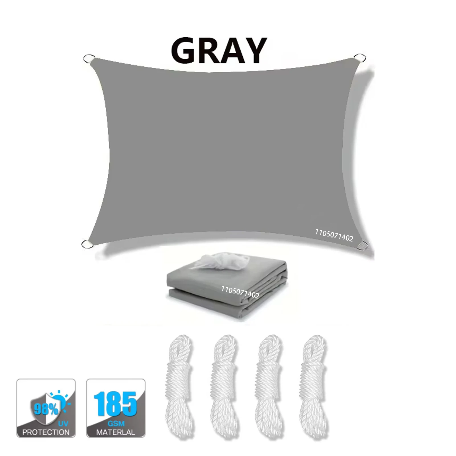(gris, 200x500cm) Toldo Impermeable, Resistente A Los Rayos Uv, Apto Para Patios, Jardines, Terrazas, Etc., Con Anilla En D.