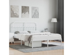 Estructura Cama Sin Colchón Con Cabecero Metal Blanco 140x190cm
