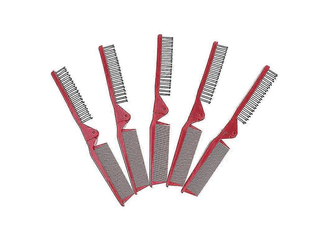 5 peines alisadores de pelo largos portátiles de doble cabezal, cepillo antiestático para viajes