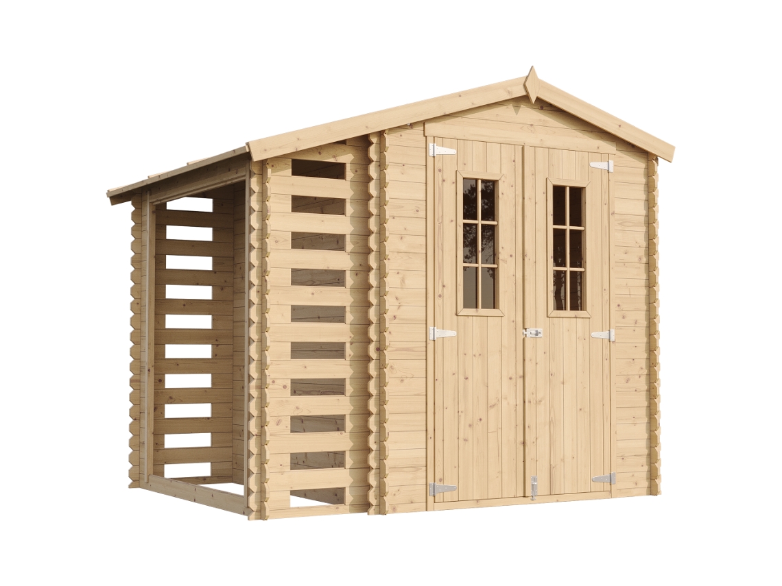 Refugio para Leña TIMBELA con Leñero M386C de Madera (4,47 M² - 218 x 272 x 206 cm)