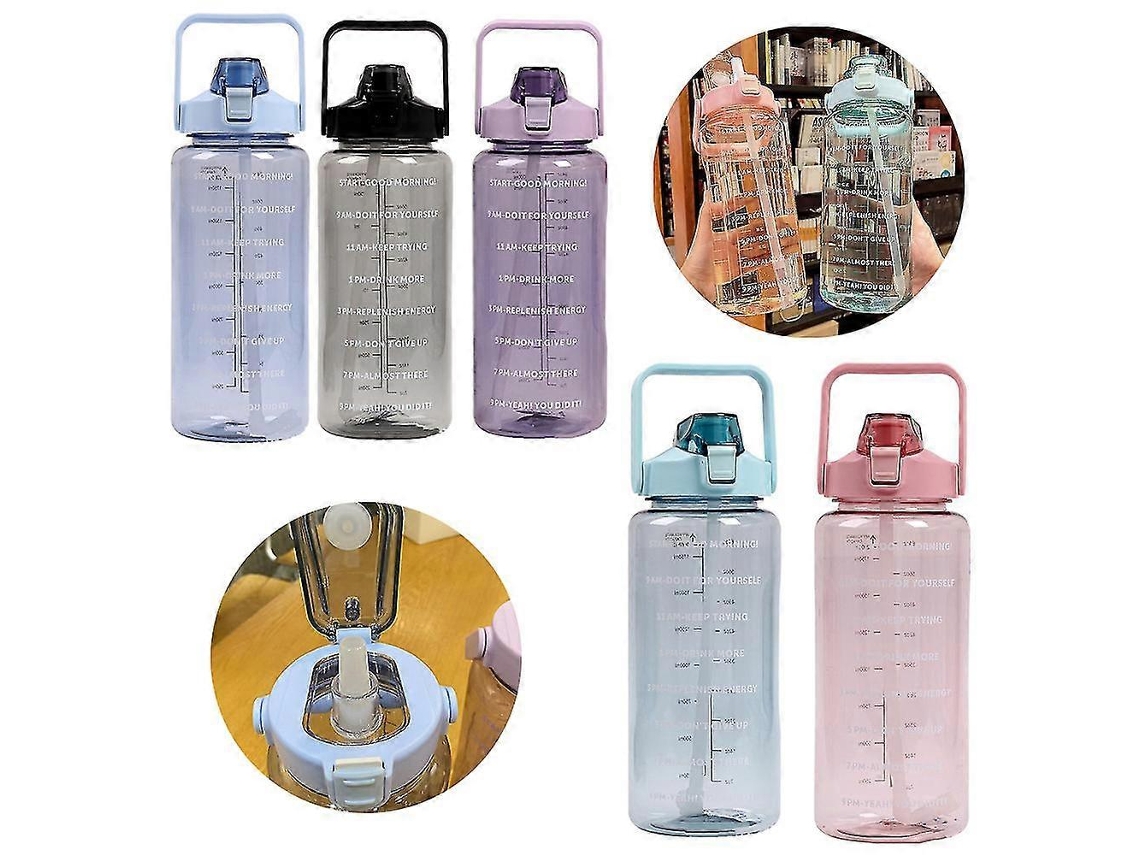 Botella De Agua Deportiva Motivacional Mimigo 2l Con Pajita De Plástico Rosewell