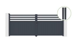 Puerta abatible 4m NEVIS H.160cm aluminio gris 2 postes 20x20cm H.190cm CASANOOV