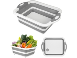 Bandeja dobrável e tábua de corte 2026, própria para lava-louças, com ralo, pia portátil para camping, frutas e legumes, branca.