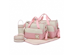 Mochila de maternidad, 5 piezas, impermeable, para mamá y bebé, gran capacidad, con cambiador Cuich (rosa)