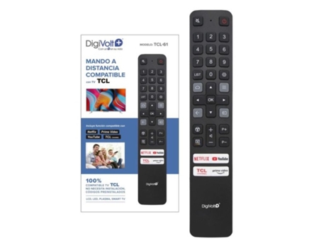 Control remoto para televisión TCL, DIGIVOLT TCL-61 NEGRO