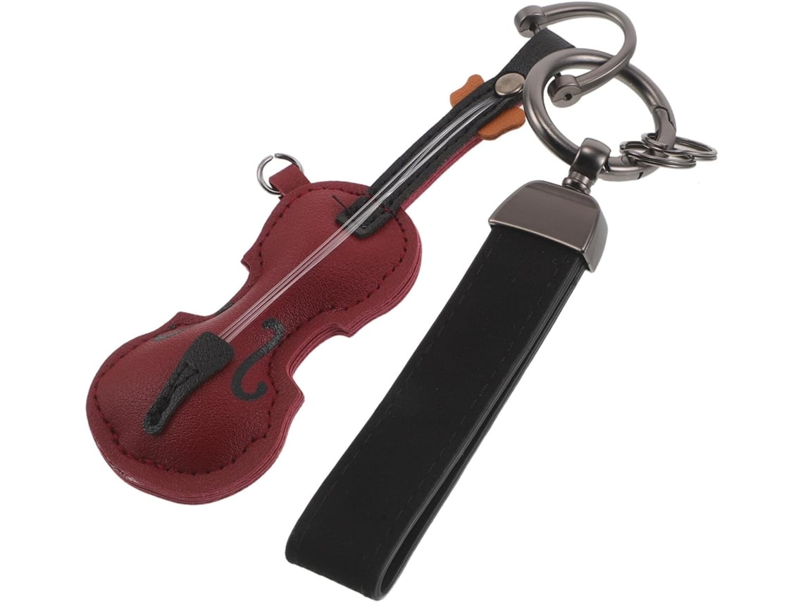 Llavero Colgante De Violín Retro En Metal Resistente Y Piel Sintética, Adorno En Miniatura