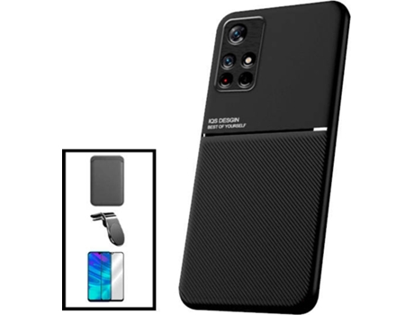 Kit Funda Magnetic Lux, Magnetic Wallet, 5D Full Cover, Protector de Cámara Trasera y Soporte Magnético L Safe Driving Xiaomi Poco M4 Pro 5G PHONEC...