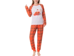Kkpm - Conjunto de pijama familiar con estampado de calabazas y marcos navideños - Talla M para mujer