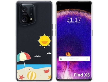 Carcasa para Oppo Find X5 5G TUMUNDOSMARTPHONE Dibujos Transparente Playa Multicolor