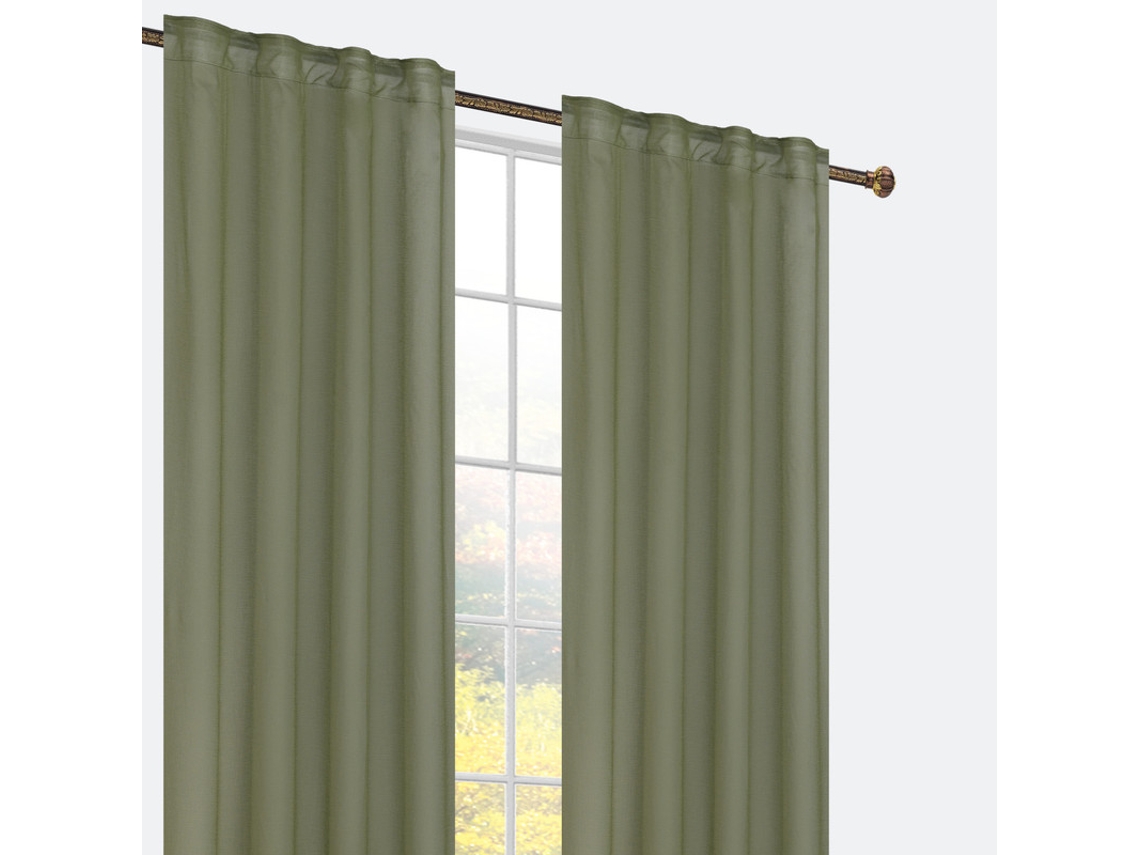Cortina con clips ocultos 140 x 260 cm Verde - Individual