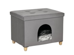 Cama Para Gatos 2 En 1 Con Cojín Extraíble Y Patas De Madera, 60x45x44,5 Cm, Gris.