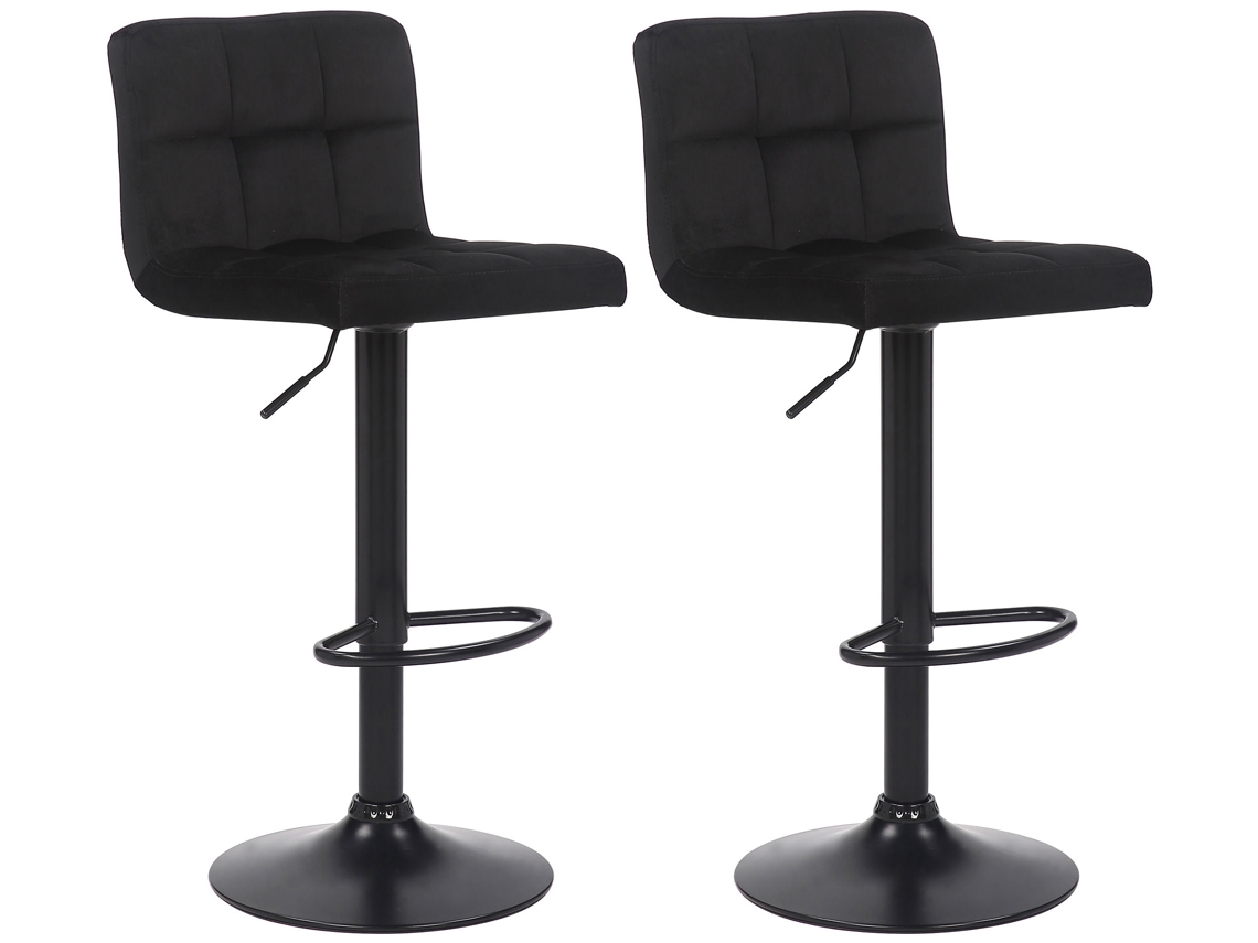 Juego de 2 taburetes de bar Feni de terciopelo negro CLP