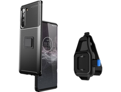 Funda Moto G8 Power Lite Rugged Carbon con Soporte para la Cintura Negro
