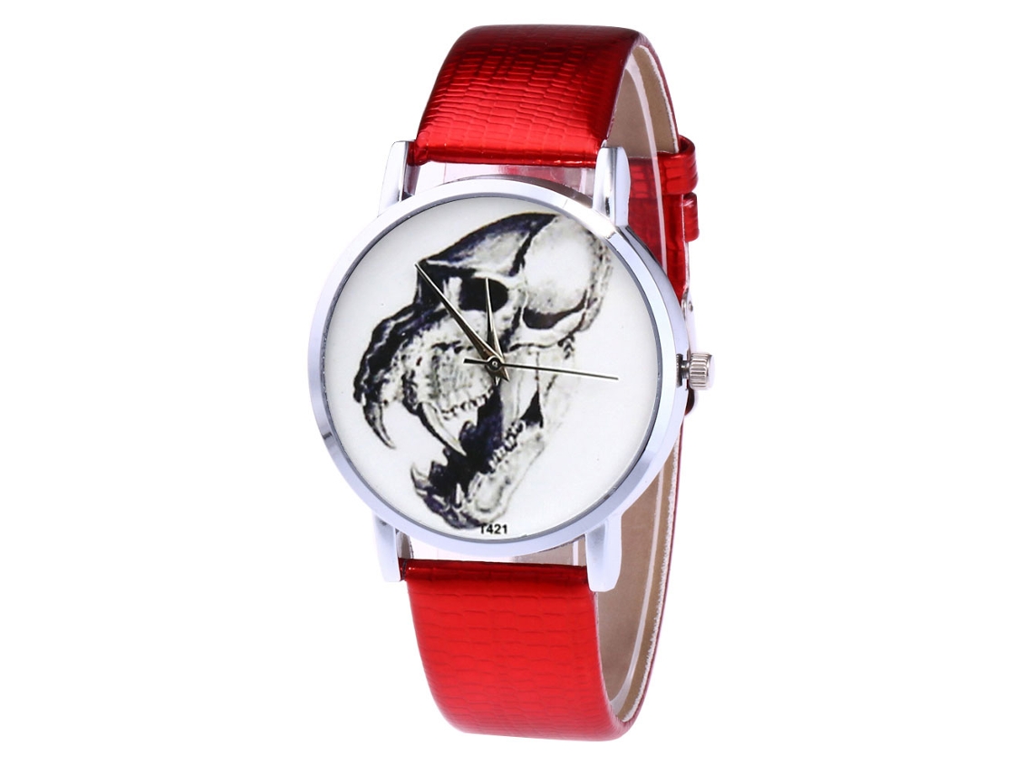 Reloj De Cuero Pu Unisex Moda Casual Quartzo Zhoulianfa T421-yx Rojo