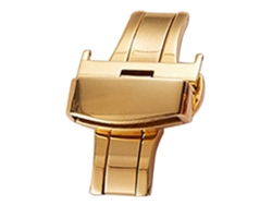 Cinturón De Reloj De Acero Inoxidable Con Clasp De Doble Botón Plegable 22mm Oro