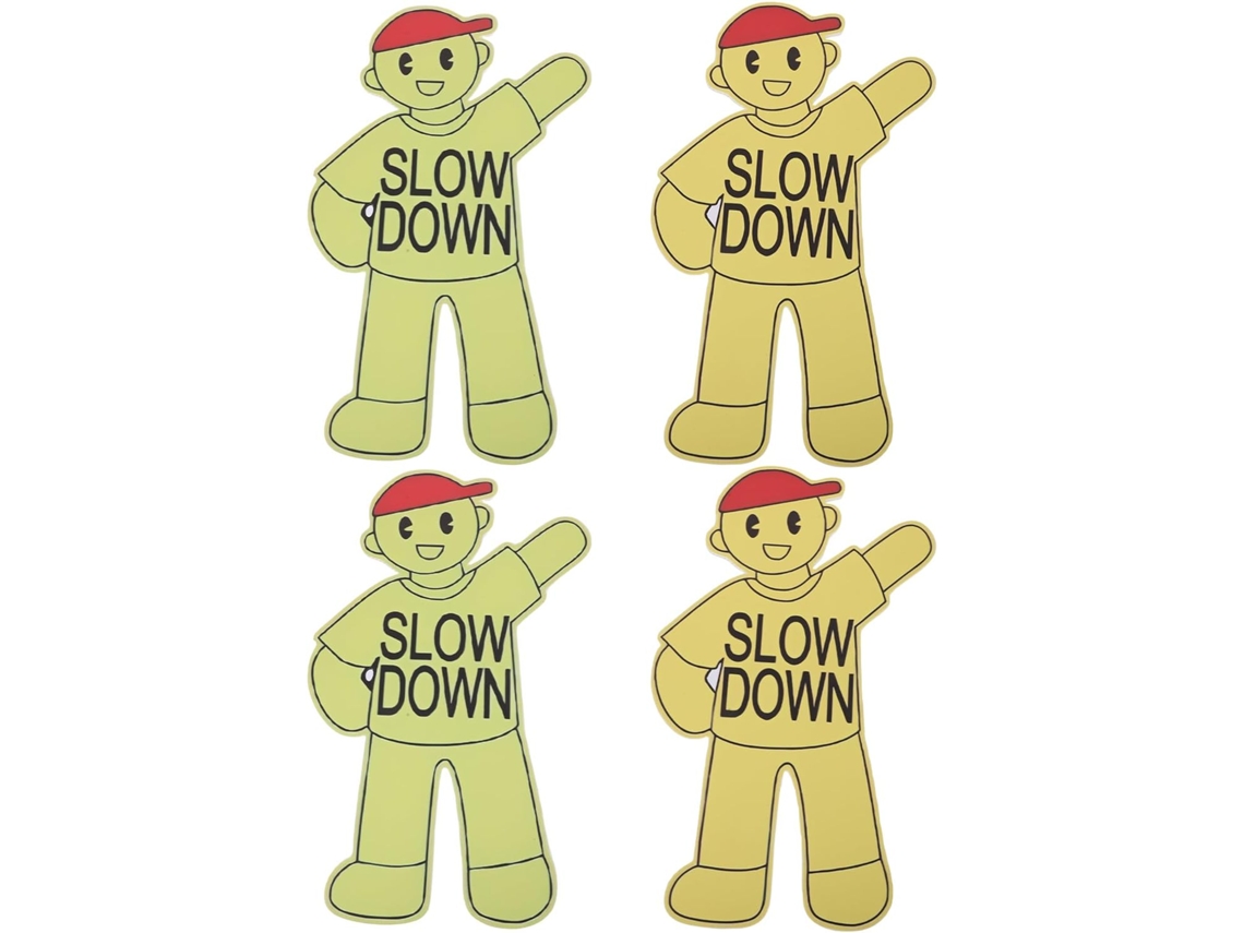 Juego De 4 Letreros Portátiles De Plástico Resistente Con El Mensaje "reduzcan La Velocidad, Niños Y Niñas".