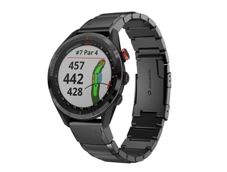 Correa de reloj inteligente para Garmin Approach S62 de 22 mm de acero inoxidable con carey (negro)