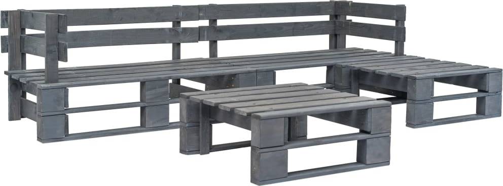 Vidaxl Set Muebles para 4 piezas madera conjunto mobiliario decoración exterior terraza patio piscina casa gris paletas hechos