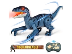 Brinquedos de Dinossauro de Controle Remoto 2.4G Robô Dinossauro Brinquedos Dinossauro Eletrônico Andando Rugindo Azul Escuro GERTIZ