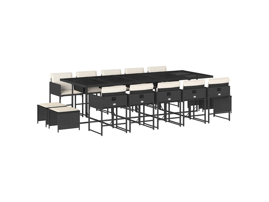 Maison Exclusive - Set Comedor De Jardín Con Cojines 15 Pzas Ratán Sintético Negro