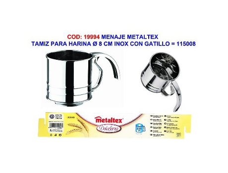 Menaje metaltex tamiz para harina 8 cm inox c-gatillo 115008