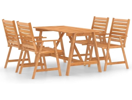 Conjunto 5 de comedor para jardín VIDAXL madera maciza de acacia