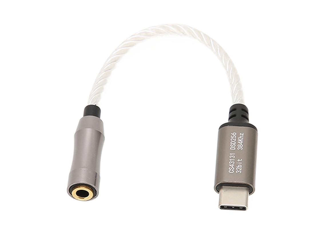 Amplificador De Auriculares Usb-c A 3,5 Mm, 15 Cm, 120 Db, Con Chip Cs43131, Color Plata, Para Pc Android