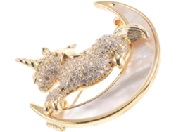 Broche De Unicórnio Em Concha Natural, Broche De Metal Leve E Seguro, Alfinete Original Para