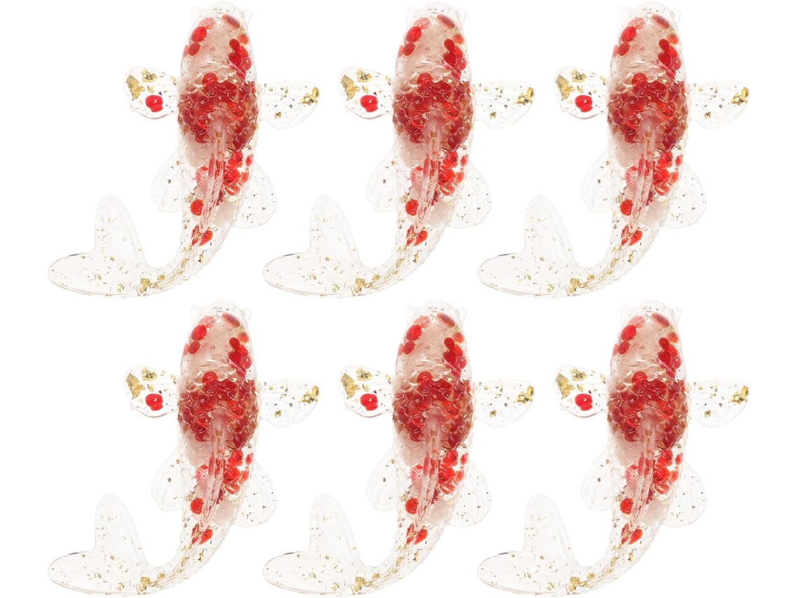 Juego 6 Figuras Carpas Cristal Natural Blanco Decoración Piedra Tallada Miniaturas Hechas Oficina Acuario