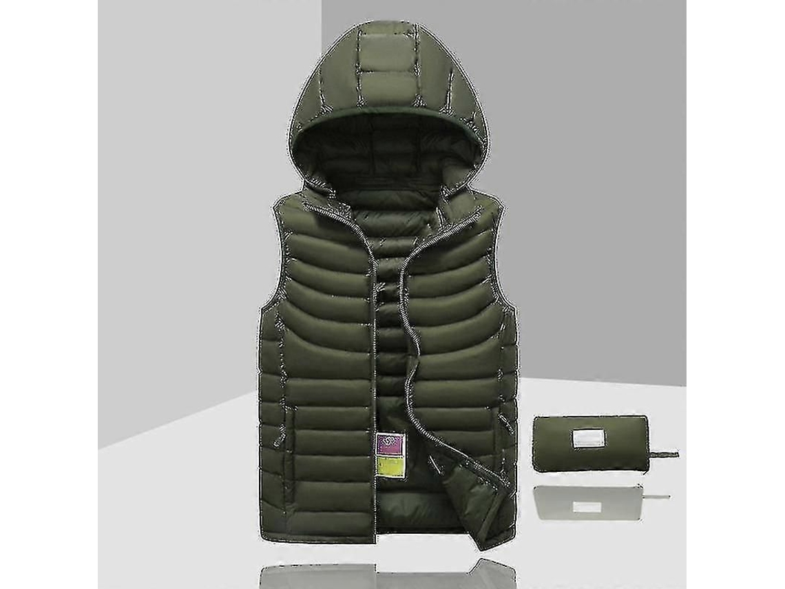 Chaqueta Sem Mangas Para Homem Com Capuz Removível Cor Verde Exército Casaco Inverno 2023