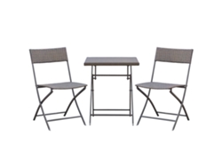 Conjunto Bistrô Jardim Resina Dobrável 4 Fios Metal Preto