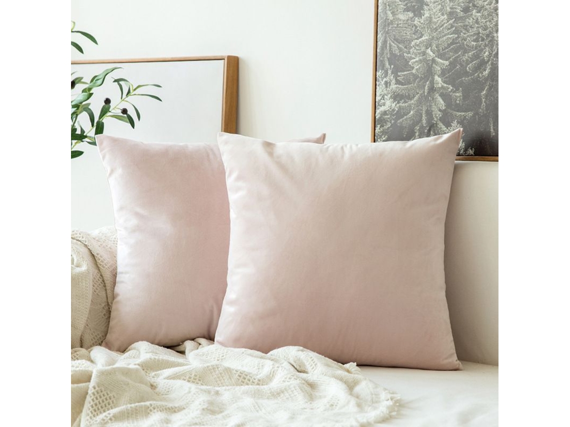 2026-fundas De Almohada Cuadradas Suaves De Terciopelo, 2 Piezas, 45x45 Cm, Sin Relleno, Rosa Claro, Para Sofá Coche