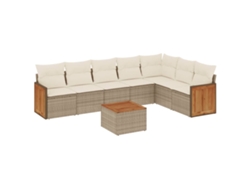 Maison Exclusive - 8 Pcs Conjunto De Sofás P/ Jardim Com Almofadões Vime Pe Bege