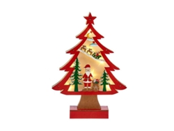 Árbol de Navidad Leve 3D Papá Noel Vermelho Madeira 5 X 30 X 21 cm