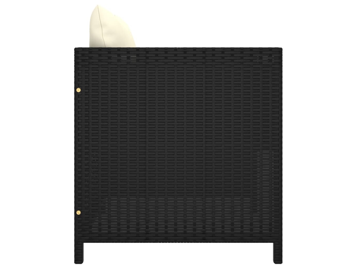 Sofá LOVELY HOME Relax de Jardín con Cojines de Mimbre Genuino Negro (60 x 60 x 60 cm)