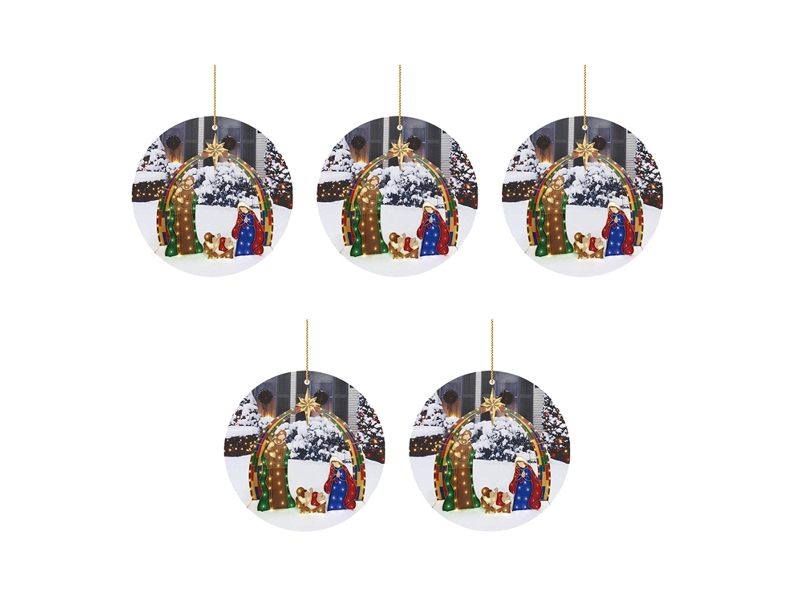 Adorno navideño de madera con escena del Nacimiento para el árbol de Navidad
