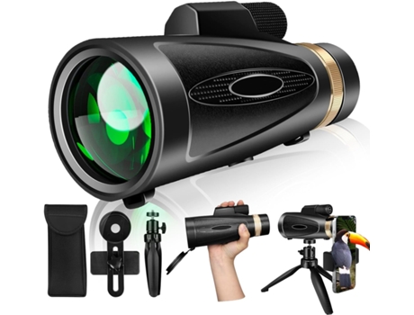 Telescopio monocular de alta potencia 80x100 con trípode adaptador para teléfono inteligente, telescopio monocular gran angular para adultos con pr...
