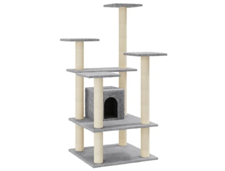 vidaXL Rascador para gatos con postes de sisal gris claro 110 cm