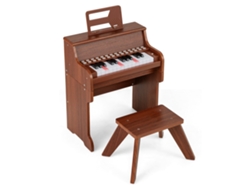 Piano Digital Infantil De 25 Teclas Com Banqueta, Marrom