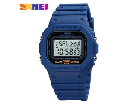 Hombres Mujeres Relojes deportivos al aire libre LED cuadrado electrónico impermeable reloj de pulsera-azul LUUCOZK