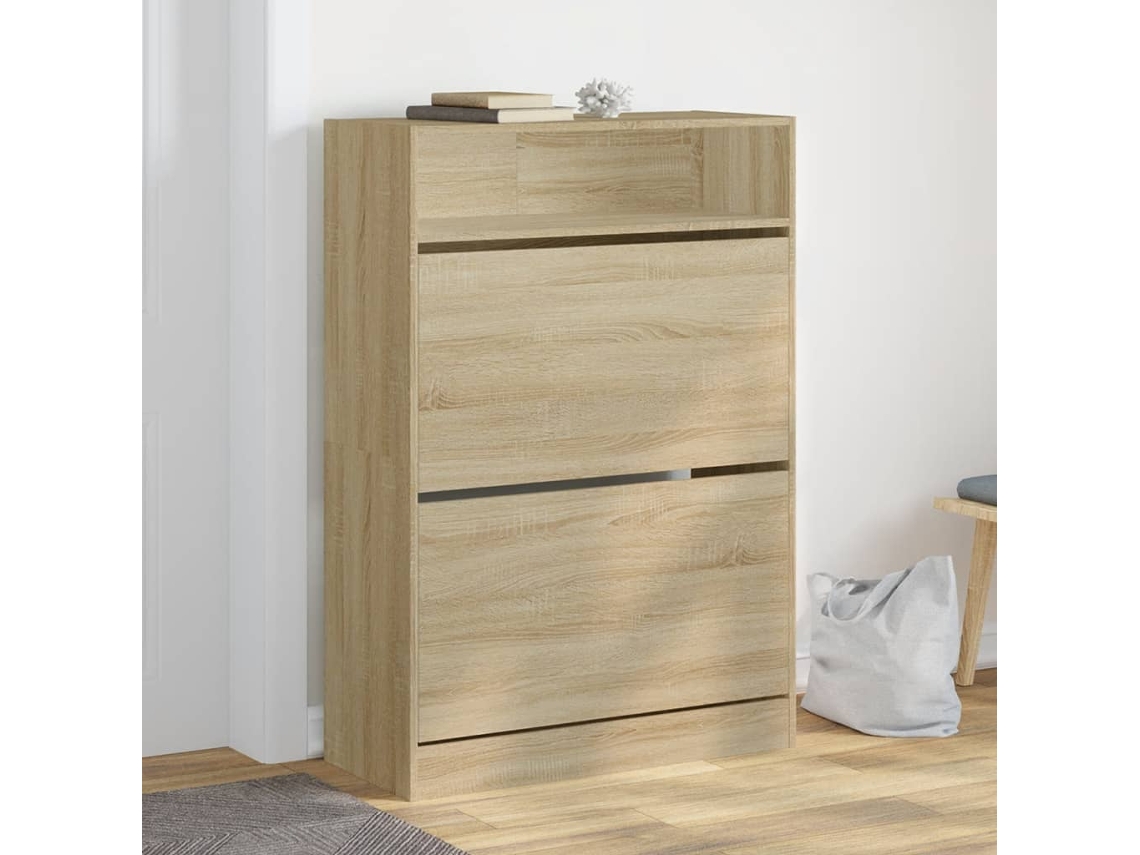 Mueble Zapatero | Armario Zapatero 2 Cajones Abatibles Roble Sonoma 80x34x116 Cm