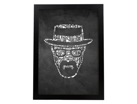 Lámina En Blanco Y Negro The Breaking Bad Iconos En Poster Con Fondo Negro Estilo Pizarra. Papel 250 Gr Y Tintas De Alta Calidad. Sin Marco