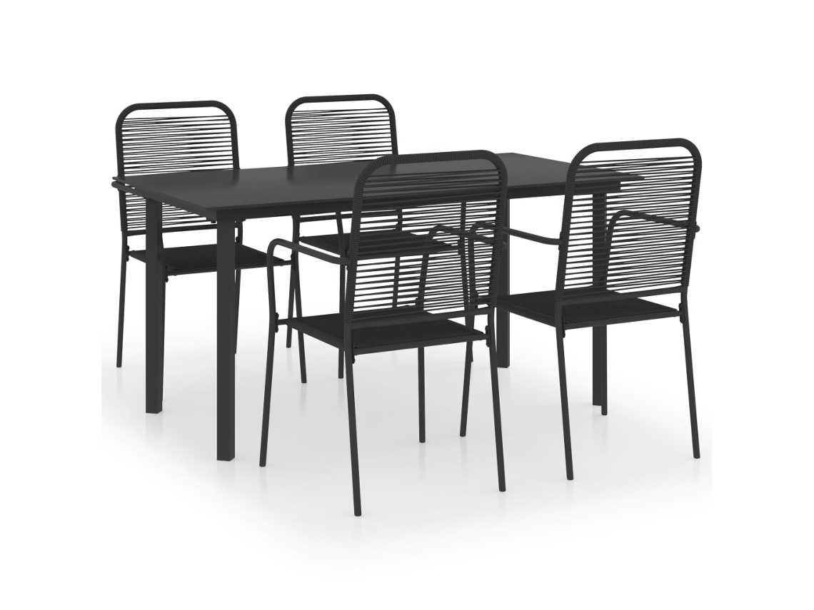 vidaXL Set de comedor de jardín de 5 piezas vidrio y acero negro