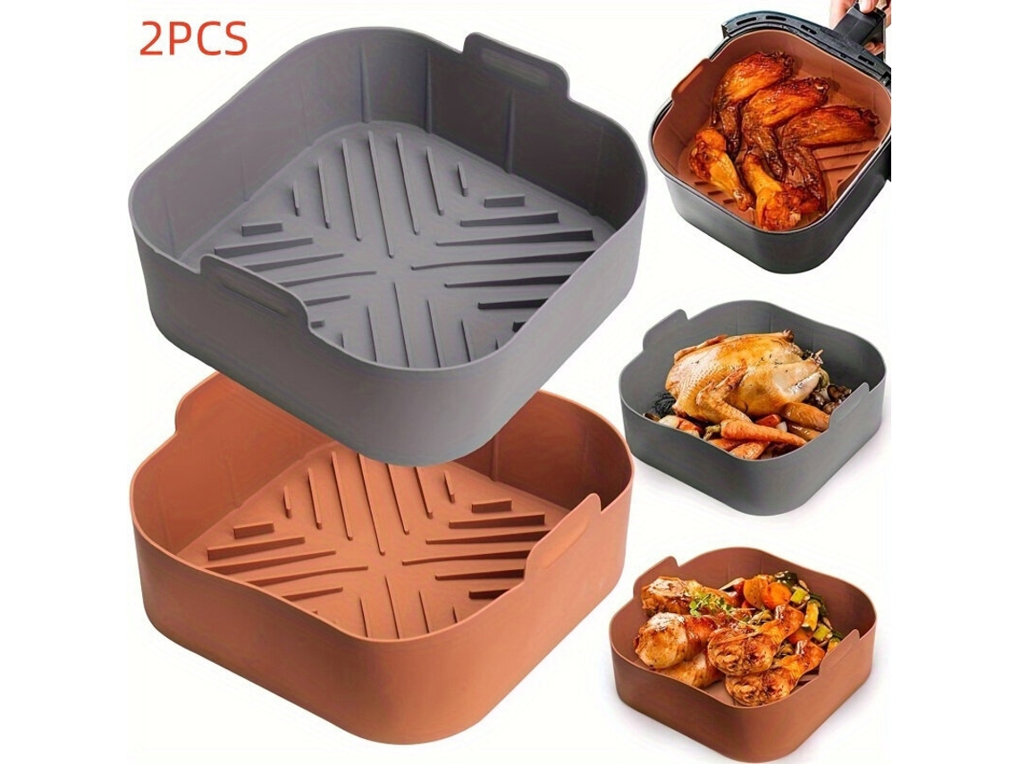2 Insertiones Silicona 8,5” P/ Fritadora Aire Resistente Al Calor Fácil Limpieza Tam 5,5-7qt