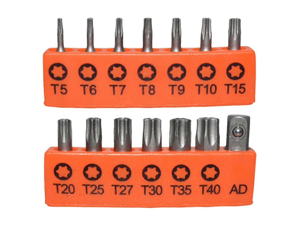 Set De Brocas Torx De Seguridad De Acero Con Adaptador Para Metal Y Madera 6x2.5x0.9cm Naranja