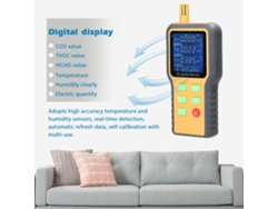 Detector de Qualidade do Ar 5 em 1 Co2 Hcho Tvoc Temperatura Umidade com Display LCD | S/MARCA